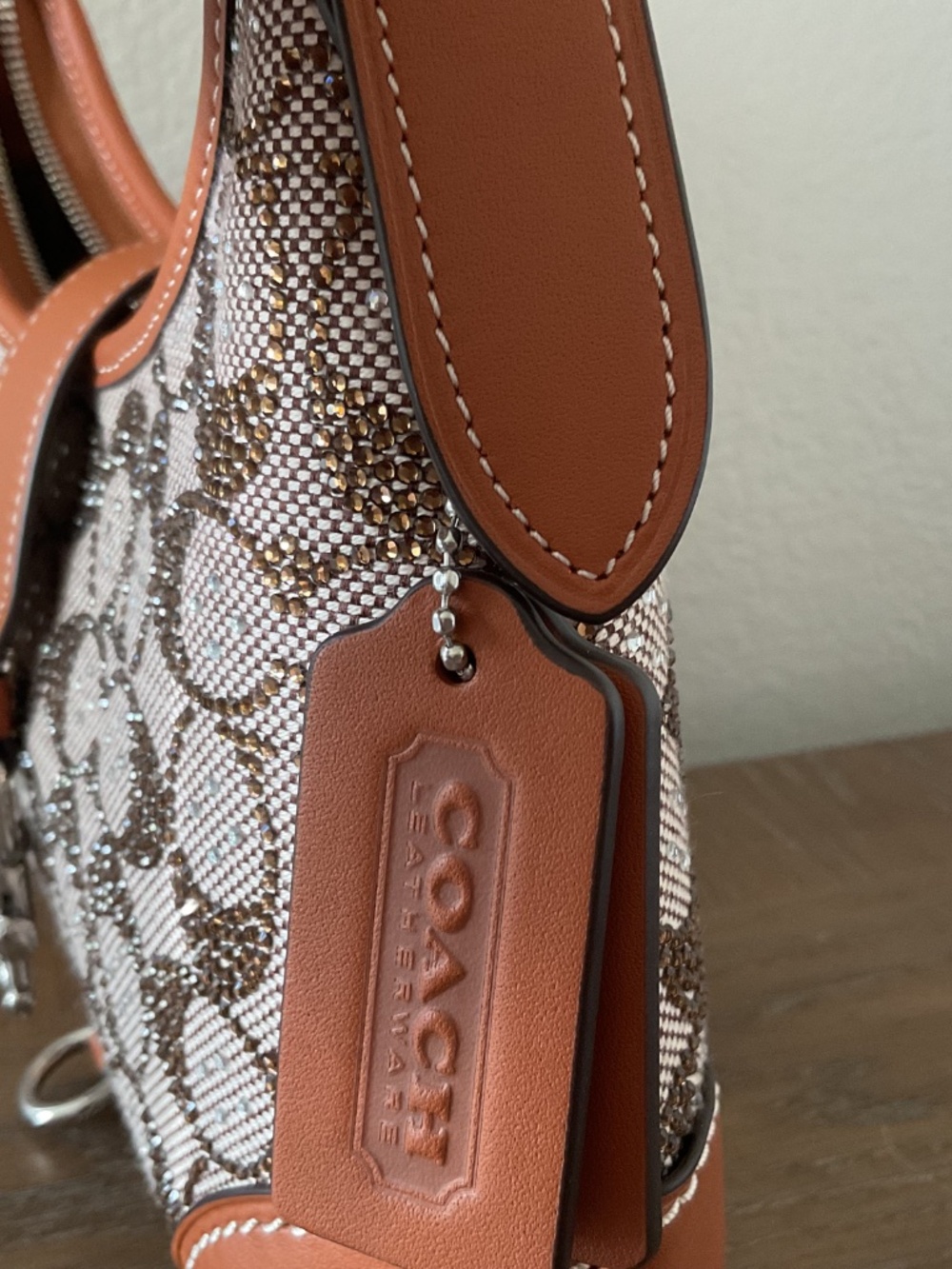 Coach Crystal Signature Jacquard Hamptons Hobo - Picture 9 of 16